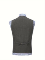 Men's Herringbone Button-Front Suit Vest - Mattia Cremasco
