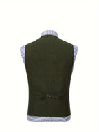 Men's Herringbone Button-Front Suit Vest - Mattia Cremasco