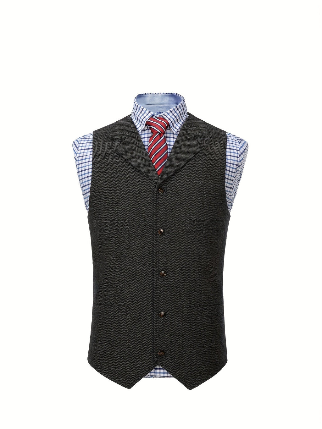 Men's Herringbone Button-Front Suit Vest - Mattia Cremasco