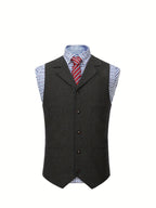 Men's Herringbone Button-Front Suit Vest - Mattia Cremasco