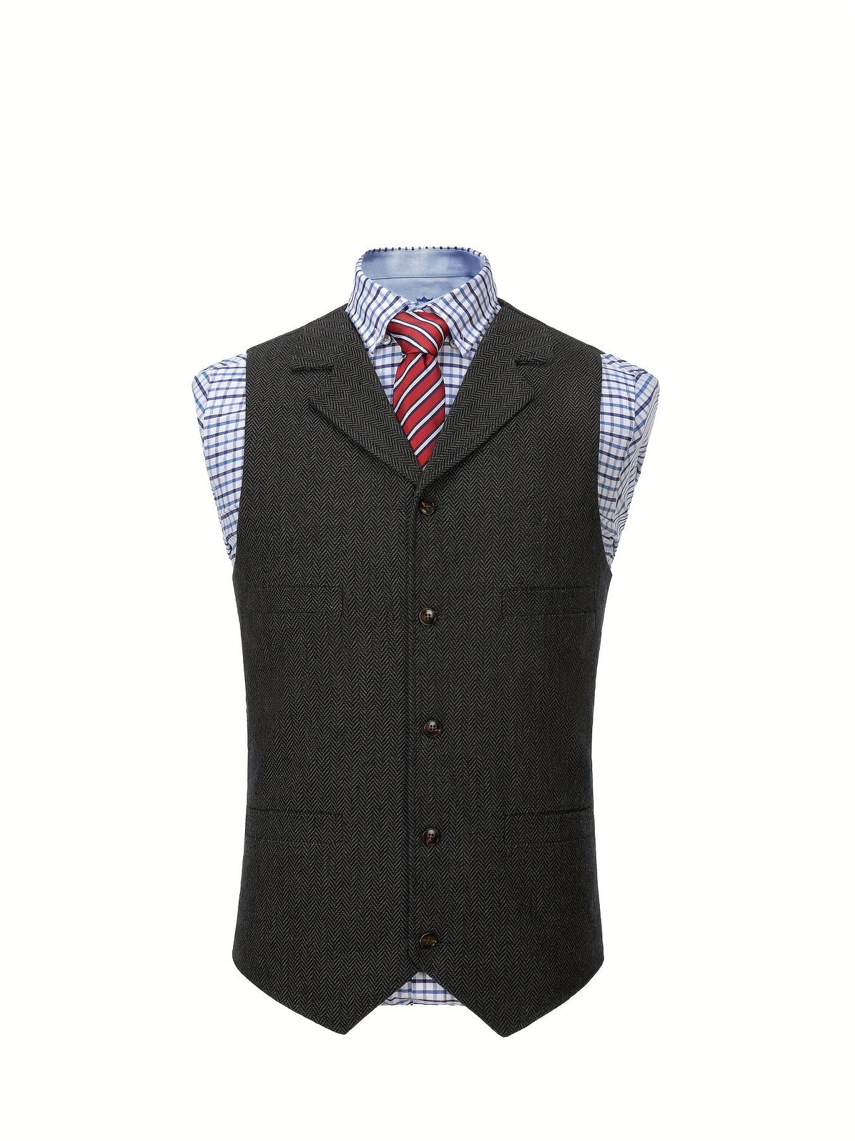Men's Herringbone Button-Front Suit Vest - Mattia Cremasco