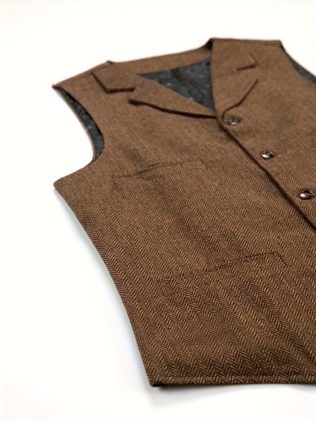 Men's Herringbone Button-Front Suit Vest - Mattia Cremasco