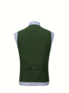 Men's Herringbone Button-Front Suit Vest - Mattia Cremasco