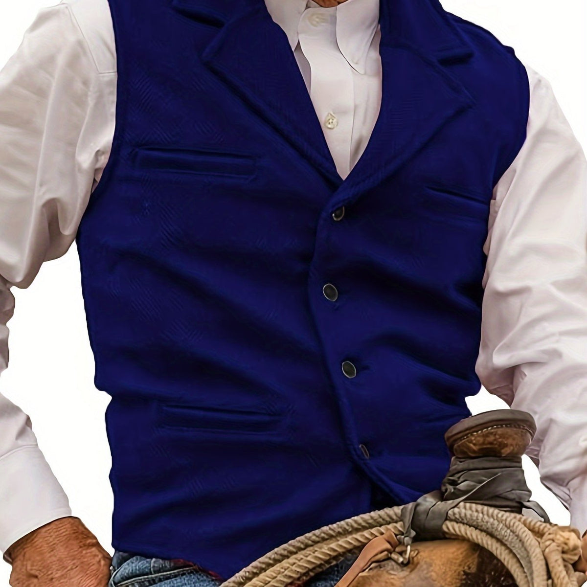 Men's Herringbone Button-Front Suit Vest - Mattia Cremasco