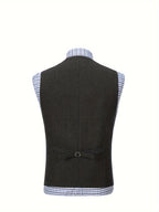 Men's Herringbone Button-Front Suit Vest - Mattia Cremasco