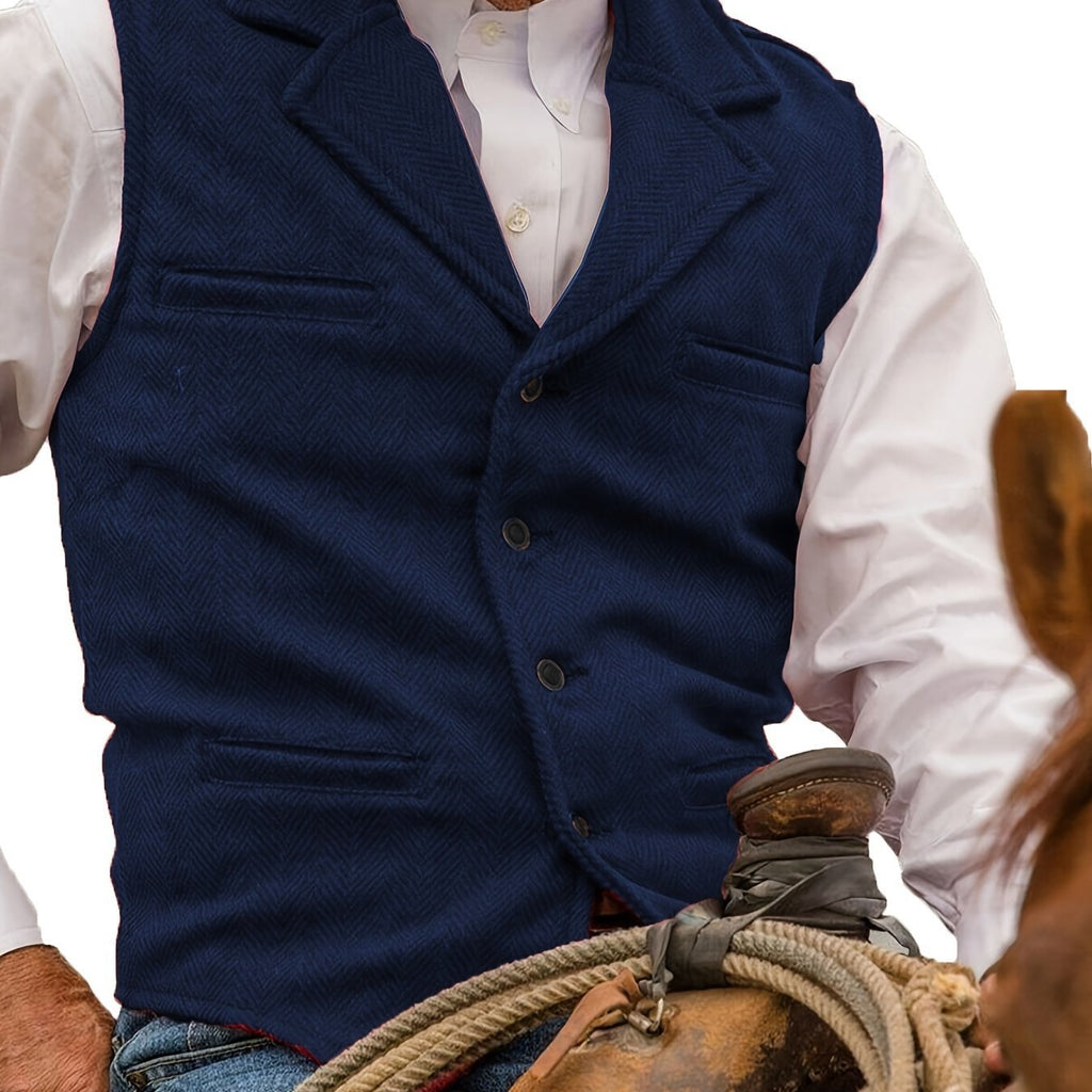 Men's Herringbone Button-Front Suit Vest - Mattia Cremasco
