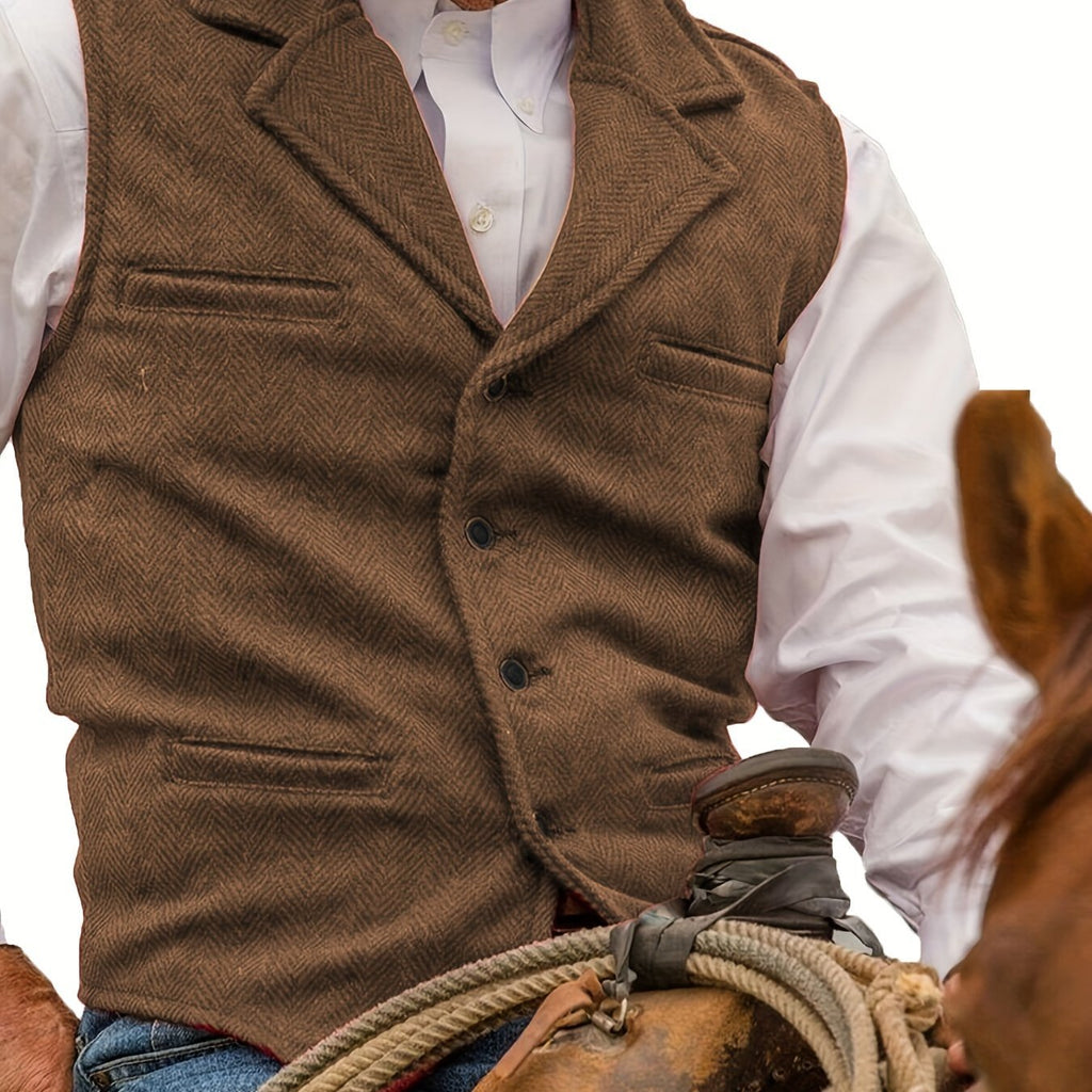 Men's Herringbone Button-Front Suit Vest - Mattia Cremasco