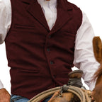 Men's Herringbone Button-Front Suit Vest - Mattia Cremasco
