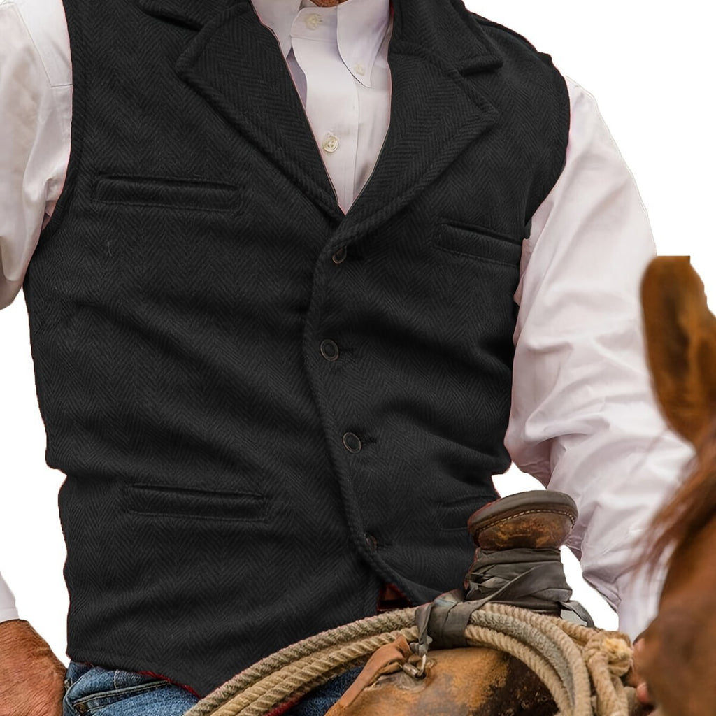 Men's Herringbone Button-Front Suit Vest - Mattia Cremasco
