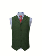 Men's Herringbone Button-Front Suit Vest - Mattia Cremasco