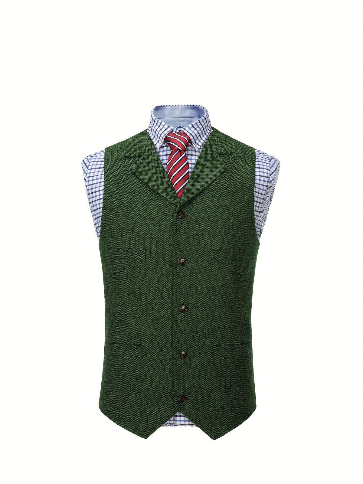 Men's Herringbone Button-Front Suit Vest - Mattia Cremasco