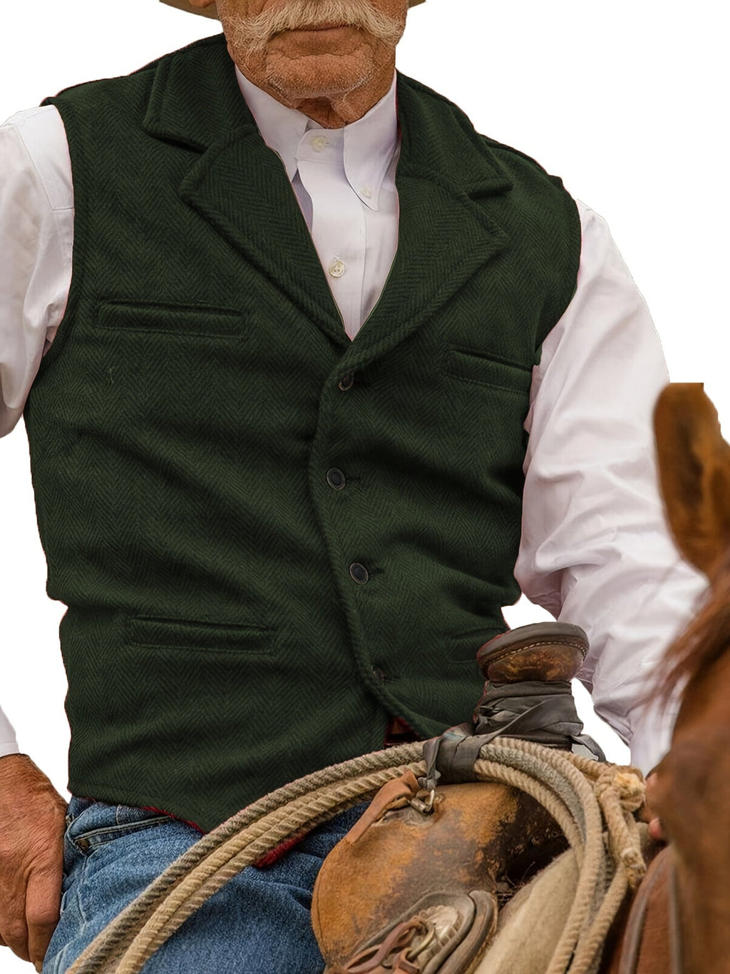 Men's Herringbone Button-Front Suit Vest - Mattia Cremasco