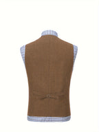 Men's Herringbone Button-Front Suit Vest - Mattia Cremasco