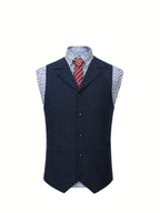 Men's Herringbone Button-Front Suit Vest - Mattia Cremasco