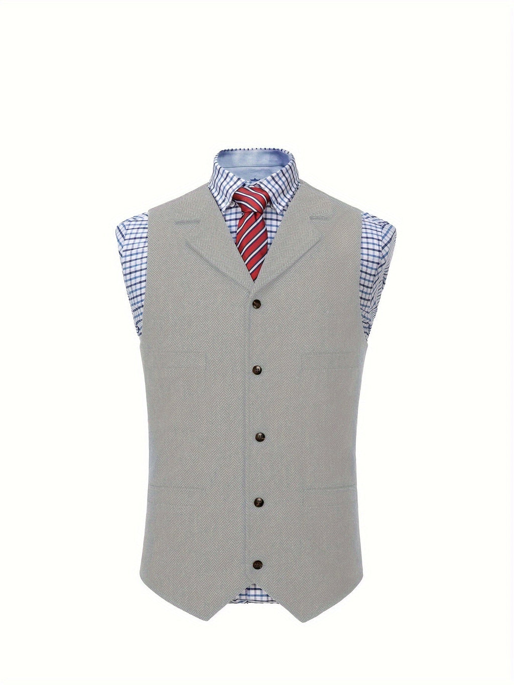 Men's Herringbone Button-Front Suit Vest - Mattia Cremasco