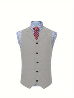 Men's Herringbone Button-Front Suit Vest - Mattia Cremasco
