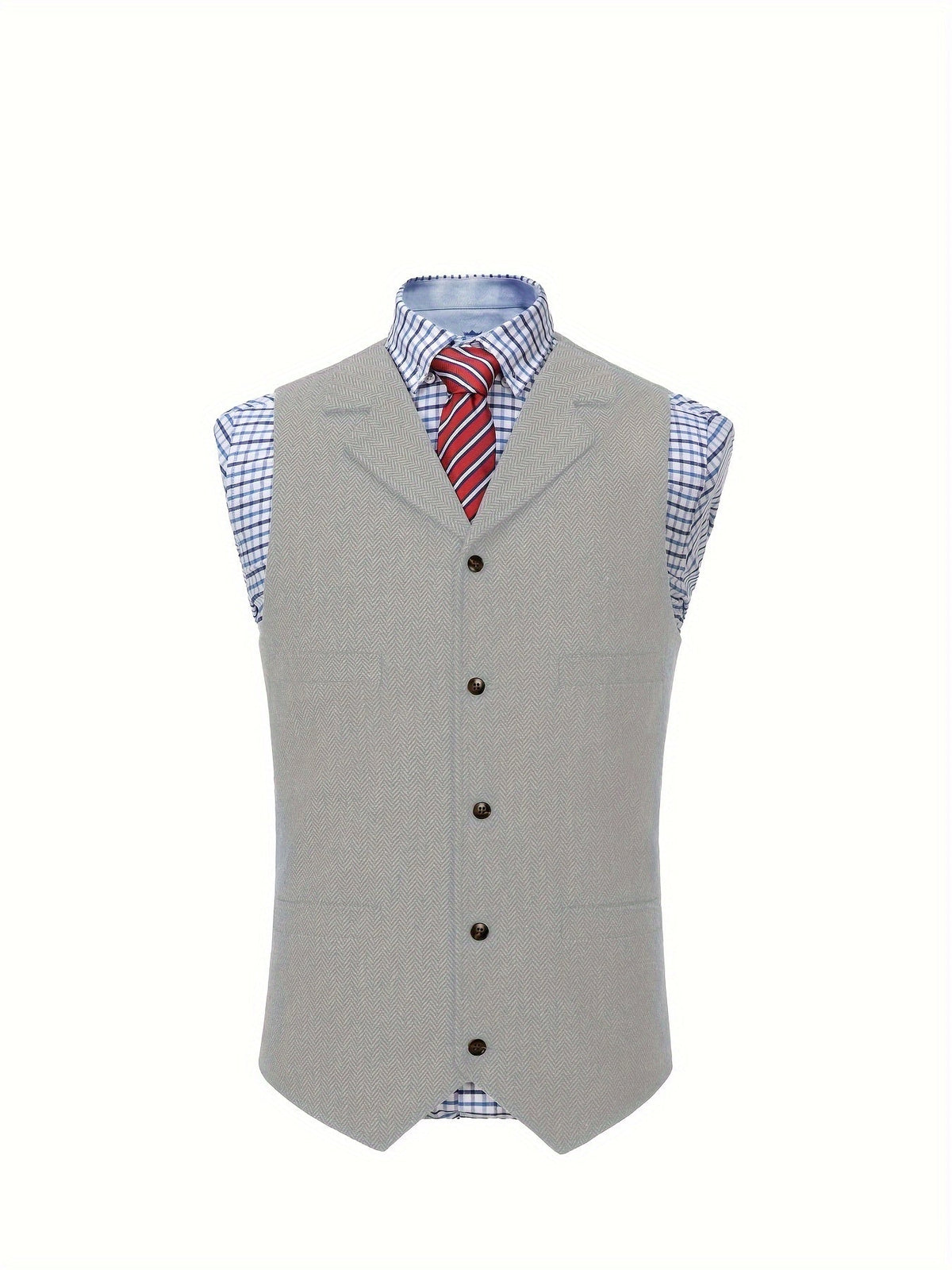 Men's Herringbone Button-Front Suit Vest - Mattia Cremasco