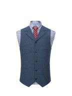 Men's Herringbone Button-Front Suit Vest - Mattia Cremasco