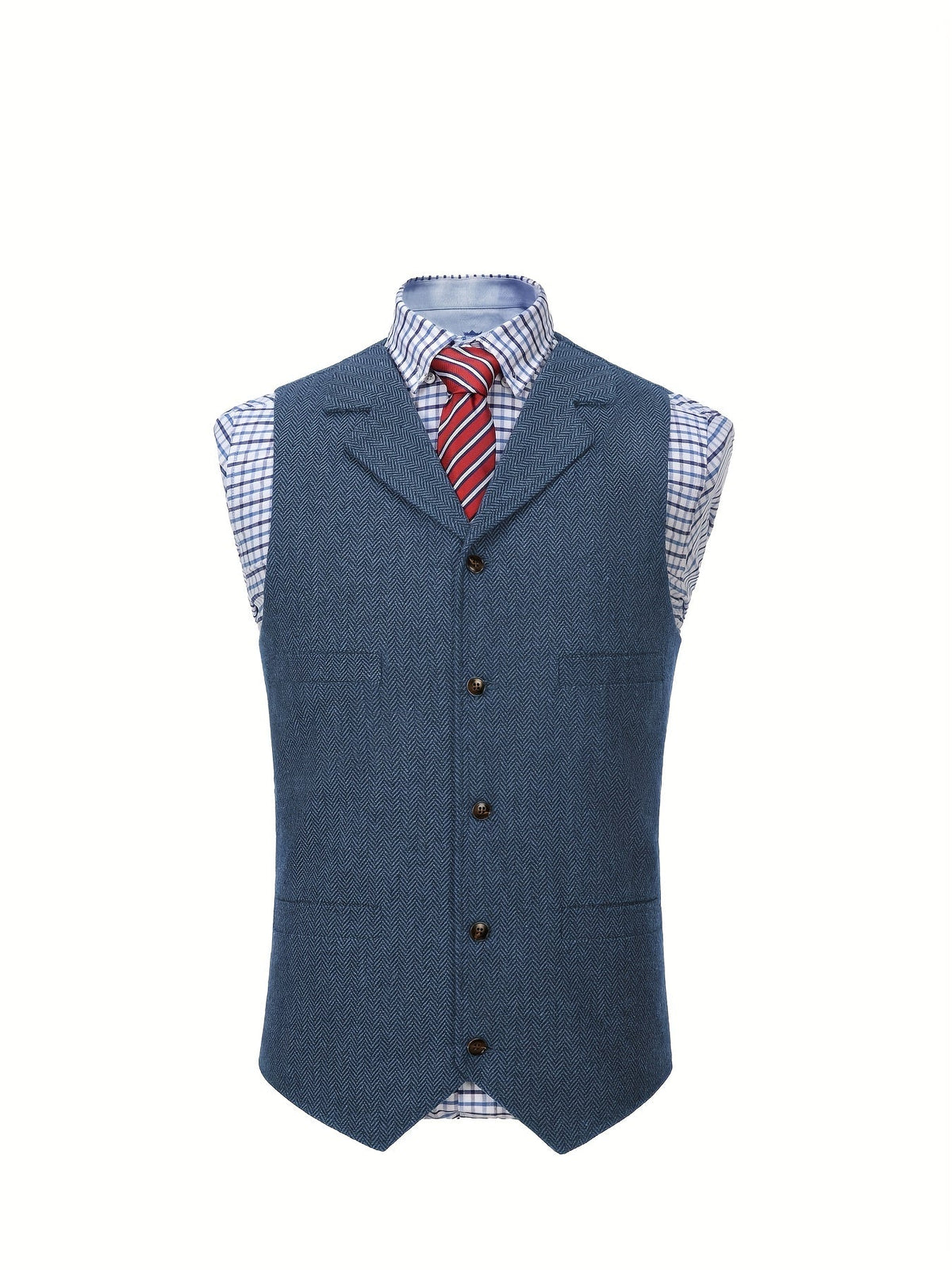 Men's Herringbone Button-Front Suit Vest - Mattia Cremasco