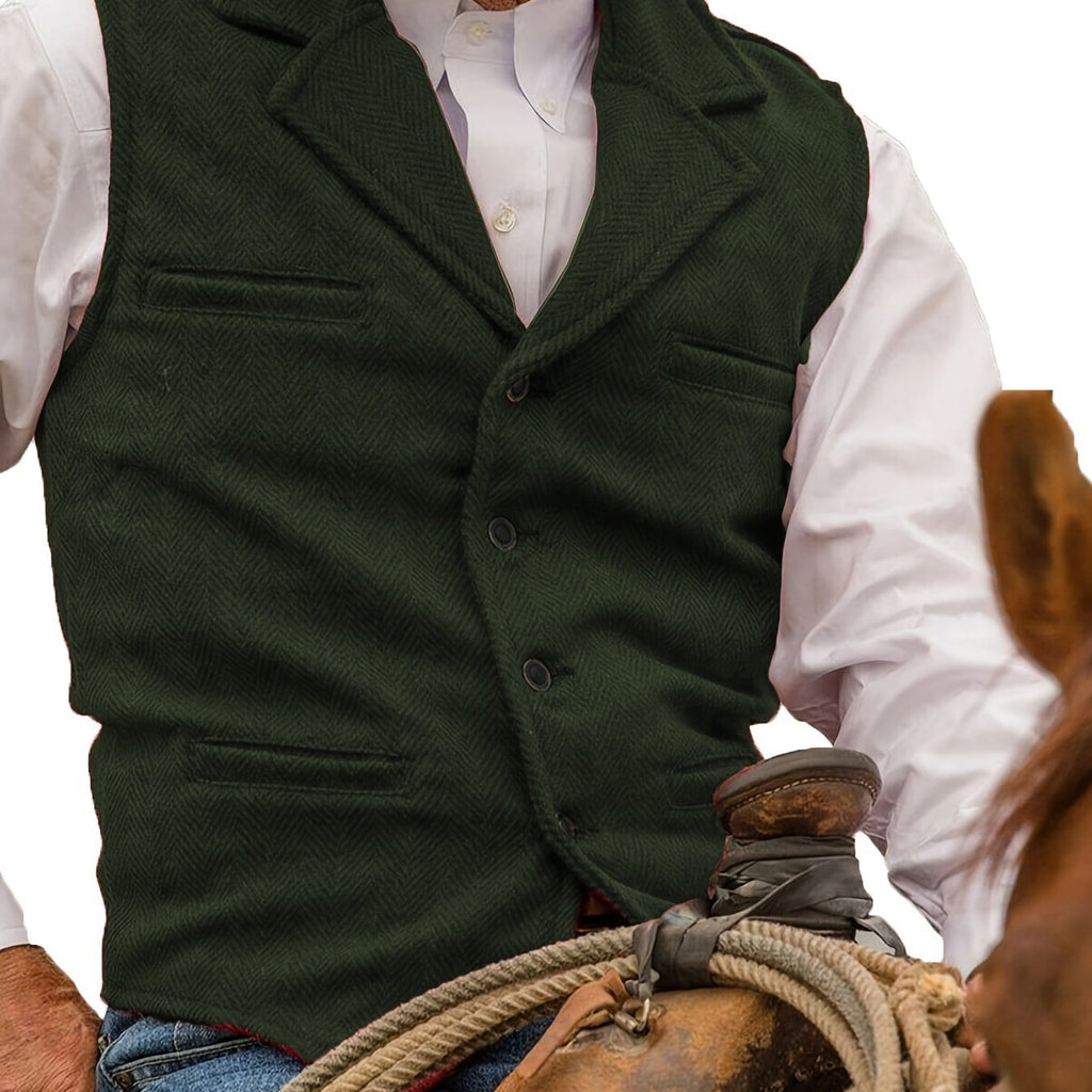 Men's Herringbone Button-Front Suit Vest - Mattia Cremasco