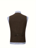 Men's Herringbone Button-Front Suit Vest - Mattia Cremasco