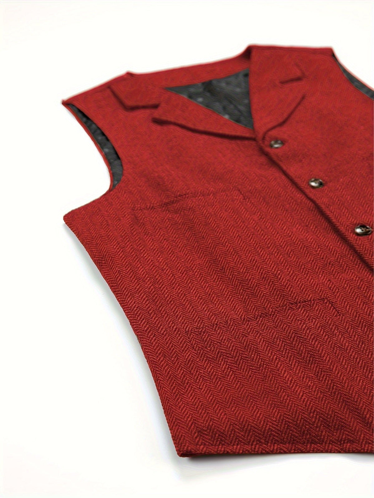 Men's Herringbone Button-Front Suit Vest - Mattia Cremasco