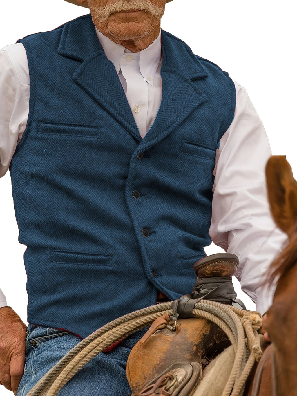 Men's Herringbone Button-Front Suit Vest - Mattia Cremasco