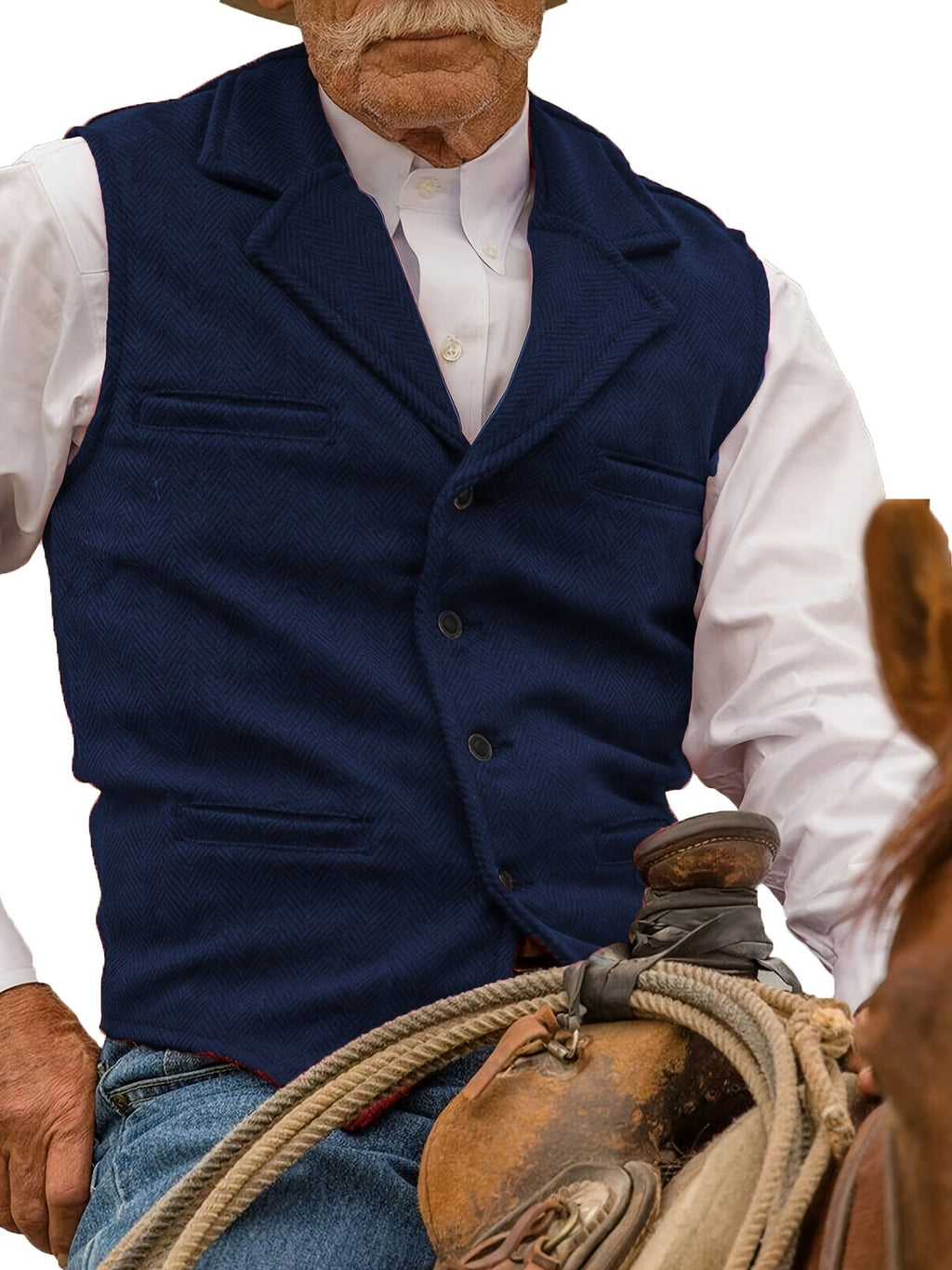 Men's Herringbone Button-Front Suit Vest - Mattia Cremasco