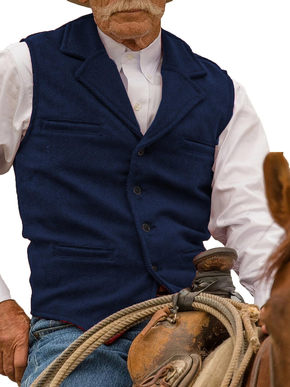 Men's Herringbone Button-Front Suit Vest - Mattia Cremasco