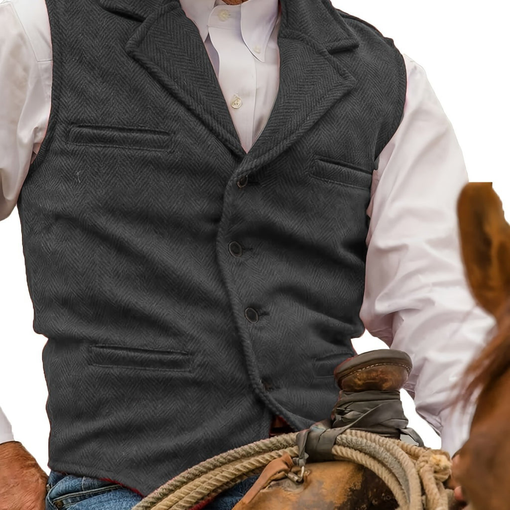 Men's Herringbone Button-Front Suit Vest - Mattia Cremasco