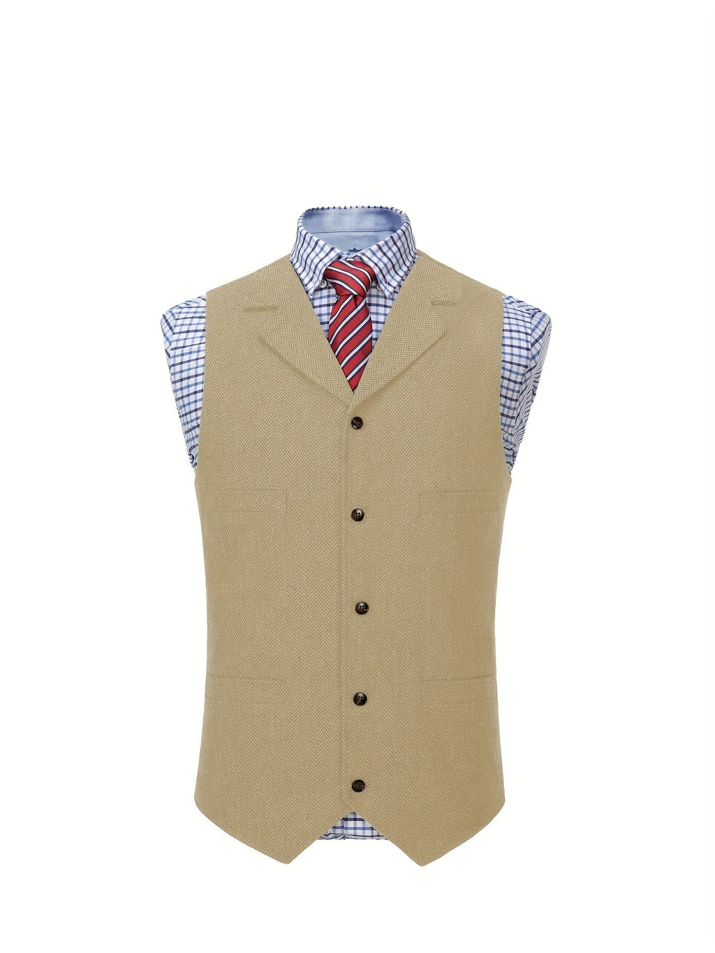Men's Herringbone Button-Front Suit Vest - Mattia Cremasco