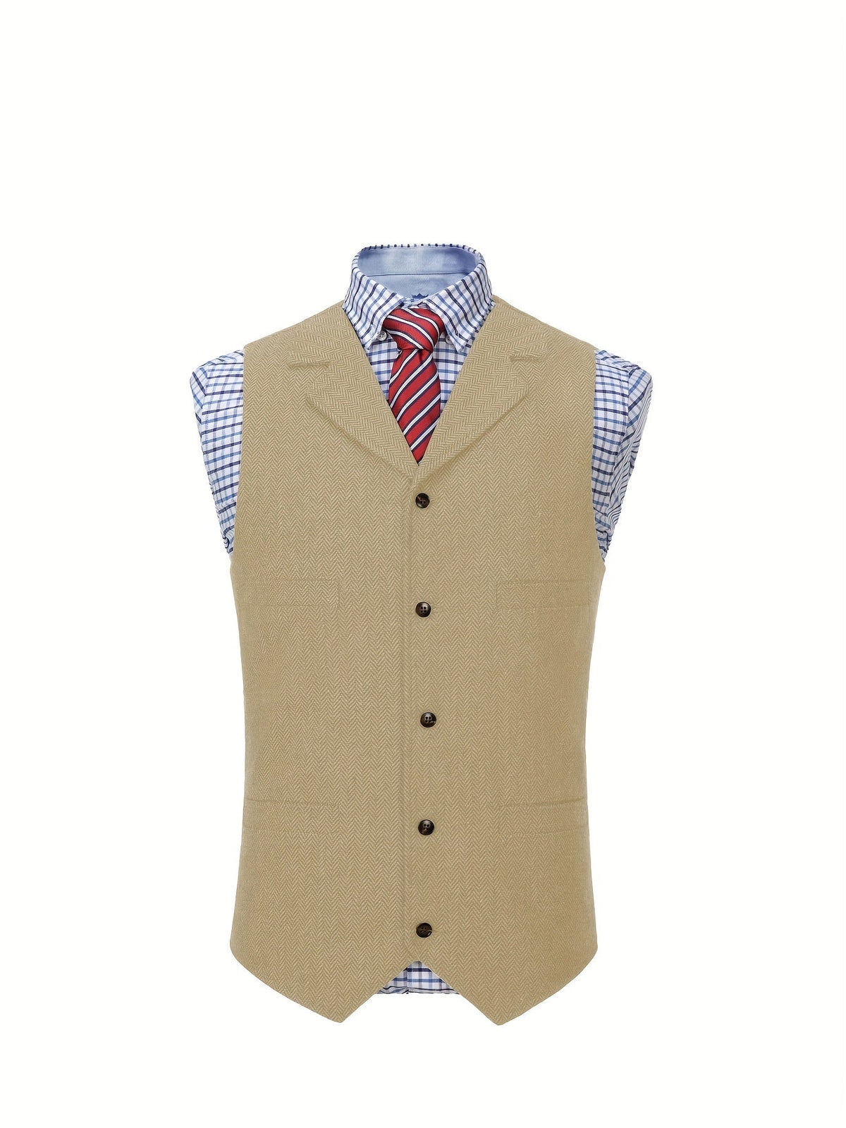 Men's Herringbone Button-Front Suit Vest - Mattia Cremasco