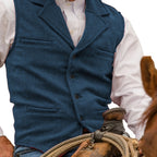 Men's Herringbone Button-Front Suit Vest - Mattia Cremasco