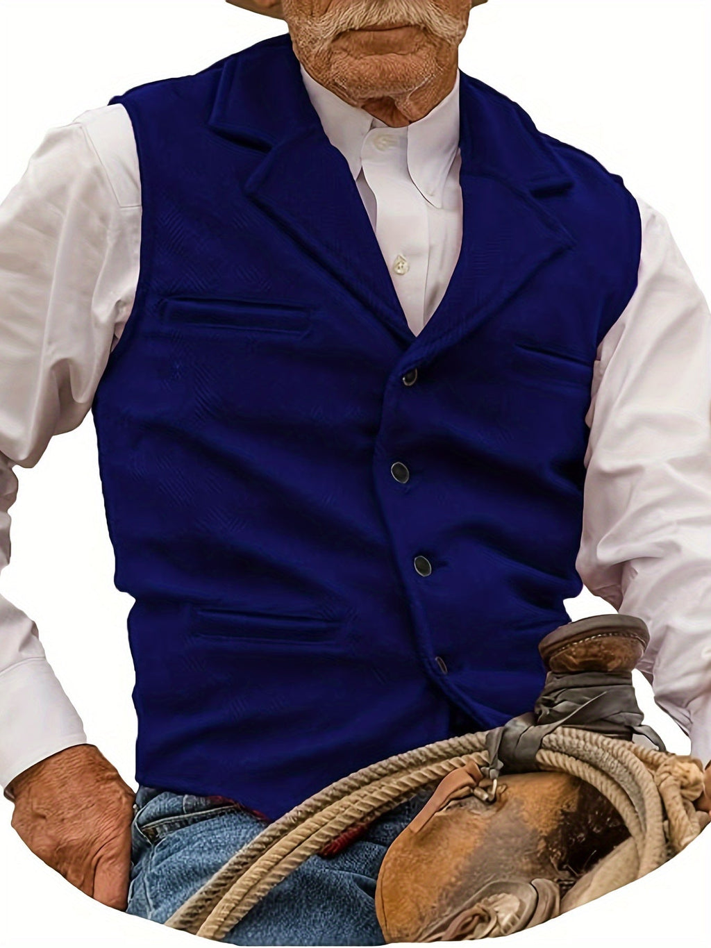 Men's Herringbone Button-Front Suit Vest - Mattia Cremasco