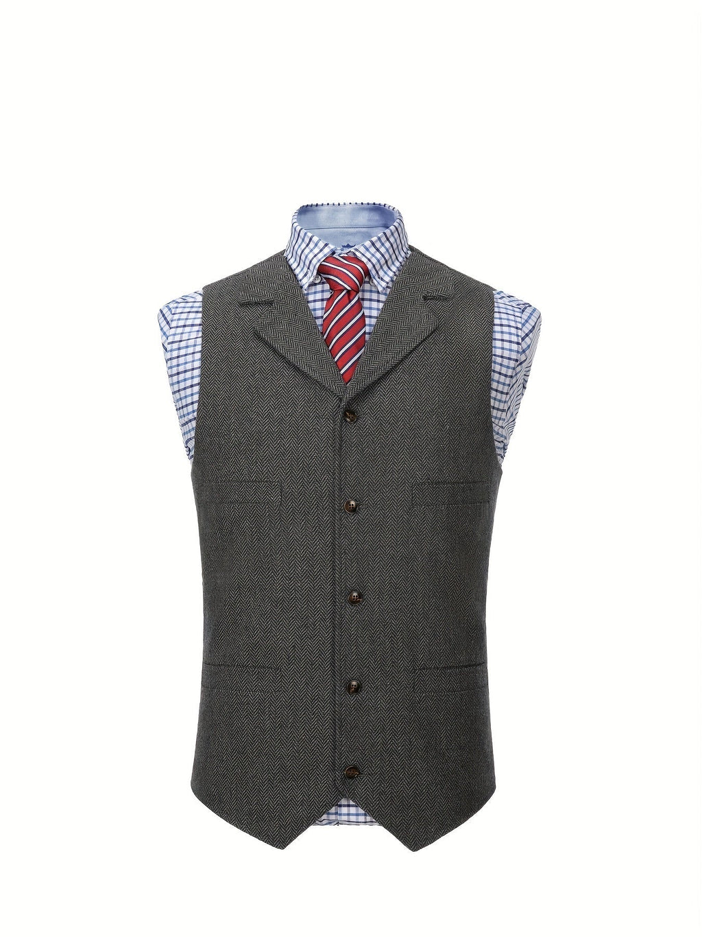 Men's Herringbone Button-Front Suit Vest - Mattia Cremasco