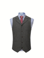Men's Herringbone Button-Front Suit Vest - Mattia Cremasco