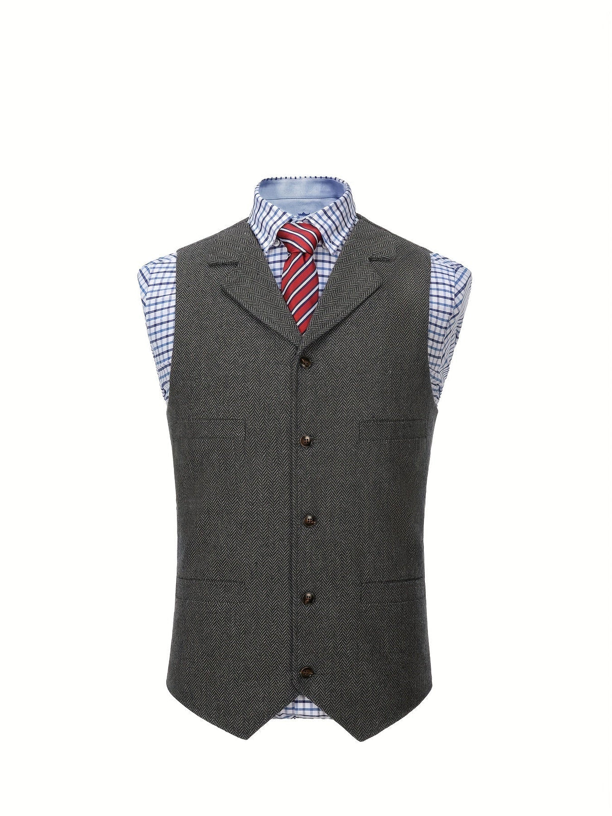 Men's Herringbone Button-Front Suit Vest - Mattia Cremasco
