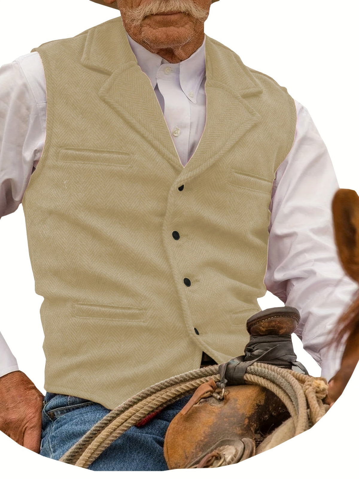 Men's Herringbone Button-Front Suit Vest - Mattia Cremasco