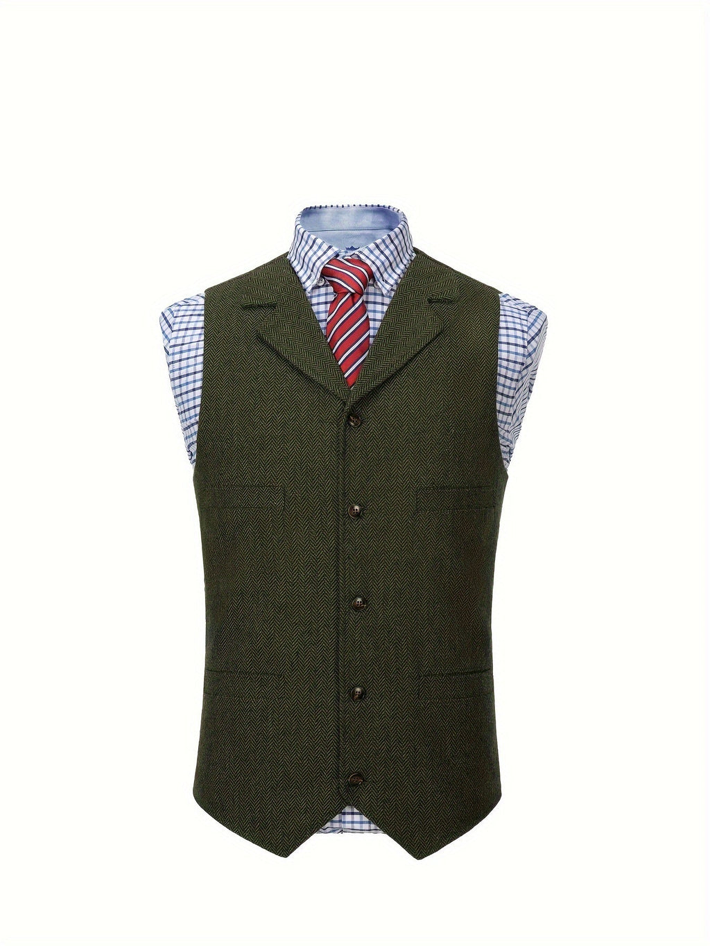 Men's Herringbone Button-Front Suit Vest - Mattia Cremasco