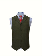 Men's Herringbone Button-Front Suit Vest - Mattia Cremasco