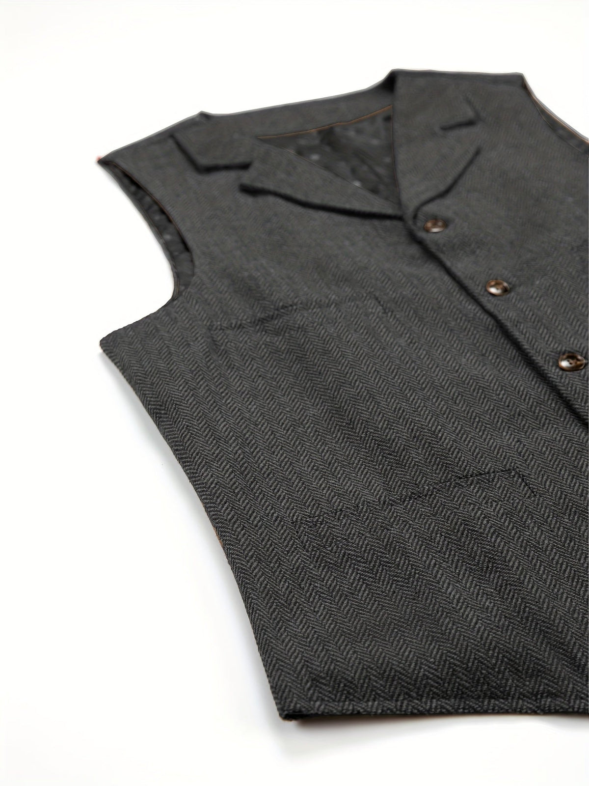 Men's Herringbone Button-Front Suit Vest - Mattia Cremasco