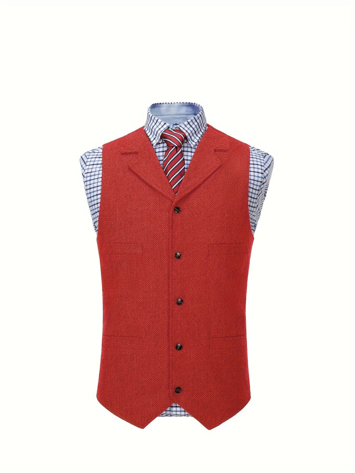 Men's Herringbone Button-Front Suit Vest - Mattia Cremasco