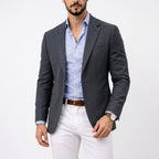 Men's Lightweight Knit Blazer with Notched Lapels - Mattia Cremasco