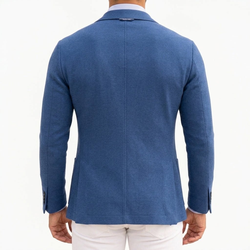 Men's Lightweight Knit Blazer with Notched Lapels - Mattia Cremasco