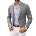 Men's Lightweight Knit Blazer with Notched Lapels - Mattia Cremasco