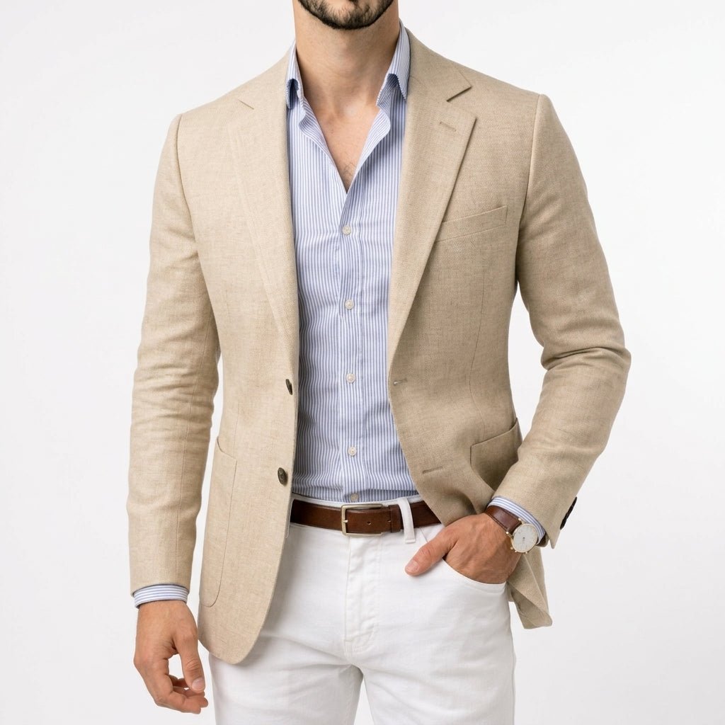 Men's Lightweight Knit Blazer with Notched Lapels - Mattia Cremasco