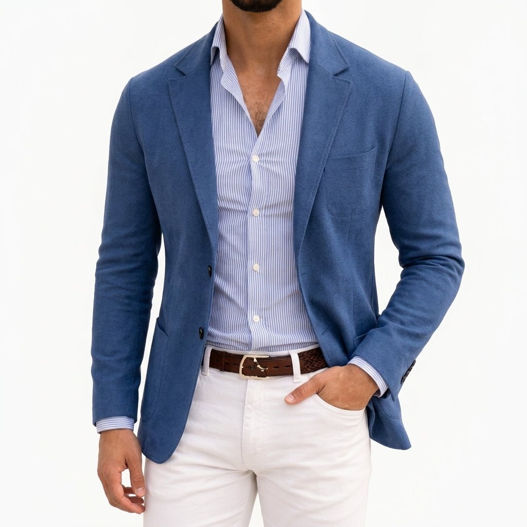 Men's Lightweight Knit Blazer with Notched Lapels - Mattia Cremasco