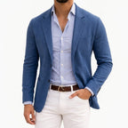 Men's Lightweight Knit Blazer with Notched Lapels - Mattia Cremasco
