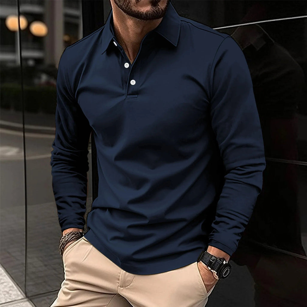 Men's Long Sleeve Polo Shirt with Tailored Fit - Mattia Cremasco
