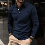 Men's Long Sleeve Polo Shirt with Tailored Fit - Mattia Cremasco